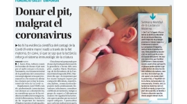 Nova pàgina de promoció de la salut: ''Donar el pit, malgrat el coronavirus''