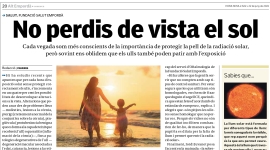 Nova pàgina de promoció de la salut: ''No perdis de vista el sol''