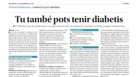 Nova pàgina de promoció de la salut: ''Tu també pots tenir diabetis