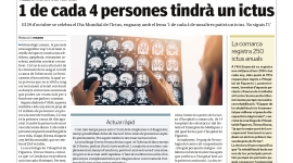 Nova pàgina de promoció de la salut: ''1 de cada 4 persones tindrà un ictus''