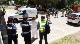 Simulacre d’incendi a l’Hospital de Figueres amb un ferit per inhalació de fum