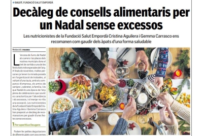 Nova pàgina de salut: «Decàleg de consells alimentaris per un Nadal sense excessos»