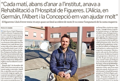 Nova pàgina de salut: ''Cada matí, abans d’anar a l’institut, anava a Rehabilitació a l’Hospital de Figueres''
