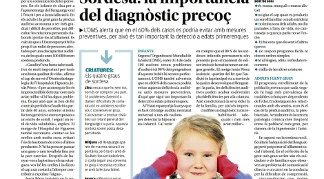 Nova pàgina de salut: ''Sordesa: la importància del diagnòstic precoç''