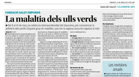 Nova pàgina de promoció de la salut: ''La malaltia dels ulls verds''