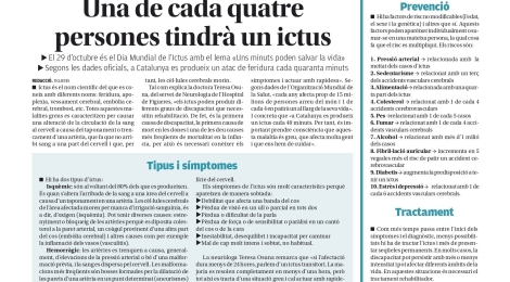 Nova pàgina de promoció de la salut: ''Una de cada quatre persones tindrà un ictus''