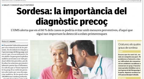 Nova pàgina de promoció de la salut: ''Sordesa: la importància del diagnòstic precoç''