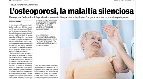 Nova pàgina de promoció de la salut: ''L'osteoporosi, la malaltia silenciosa''
