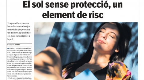 Nova pàgina de salut: El sol sense protecció, un element de risc