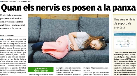 Nova pàgina de promoció de la salut: ''Quan els nervis es posen a la panxa''