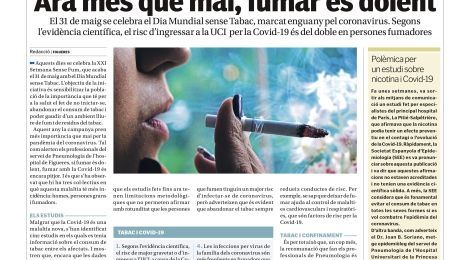 Nova pàgina de promoció de la salut: ''Ara més que mai, fumar és dolent''