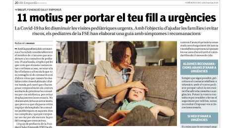 Nova pàgina de promoció de la salut: ''11 motius per portar el teu fill a urgències''