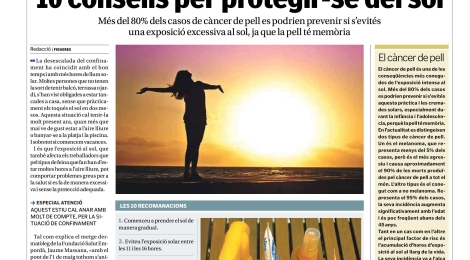 Nova pàgina de promoció de la salut: ''10 consells per protegir-se del sol''