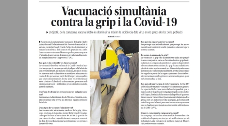 Nova pàgina de salut: ''Vacunació simultània contra la grip i la Covid-19''