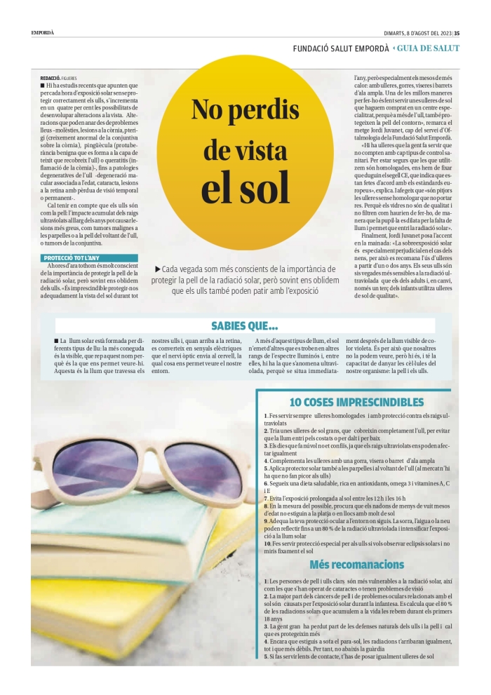 pàgina de salut no perdis de vista el sol
