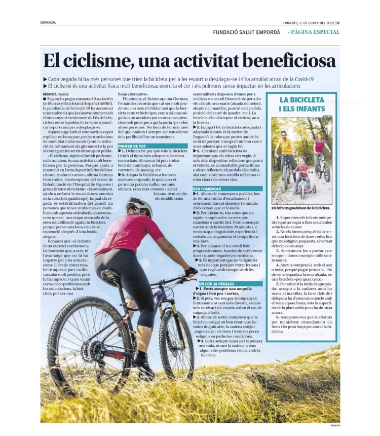 Pàgina de salut sobre ciclisme